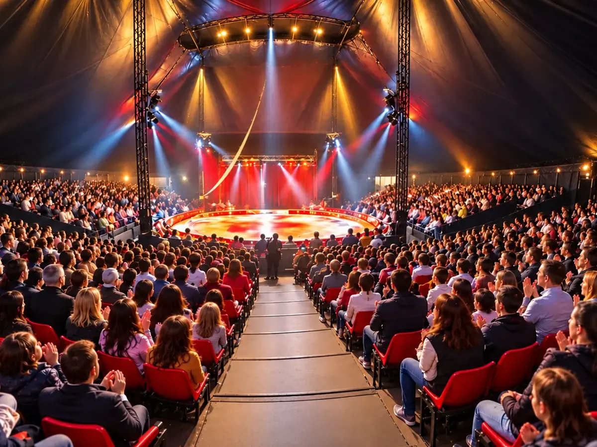 Pista de circo en Valencia con artistas y público durante el espectáculo